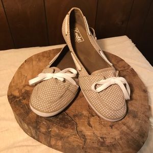 Keds Super Cute Khaki Polka Dot Slip On Size 8.5